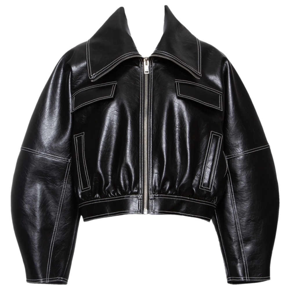 Ganni Women's Black Leather Jacket